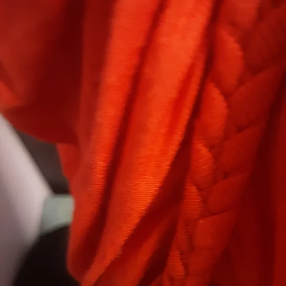 Gorgeous Never Worn Marciano Bold Orange Ruched Dress with Chain Detail - Picture 5 of 11